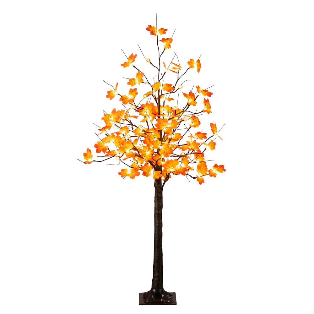 5ft. Pre-Lit Minimalist Autumn Maple Artificial Fall Tree with 96 LED Lights. Picture 2