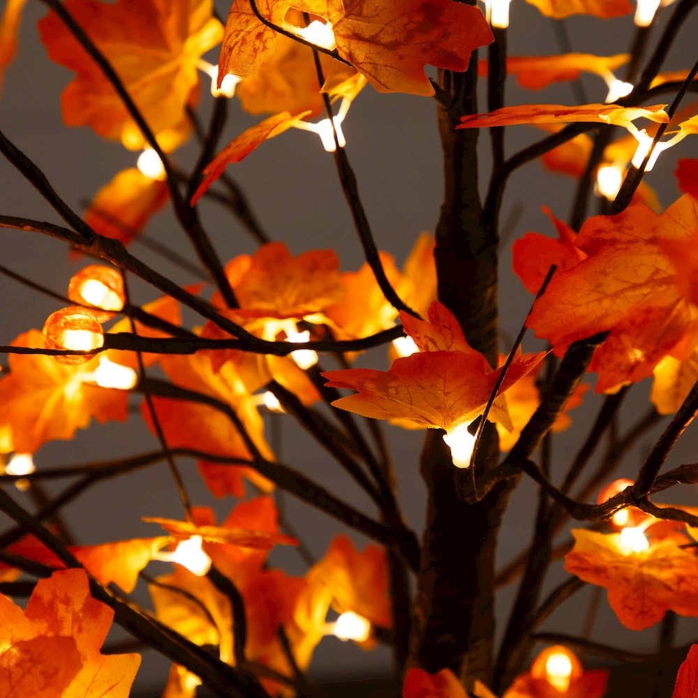 5ft. Pre-Lit Minimalist Autumn Maple Artificial Fall Tree with 96 LED Lights. Picture 5