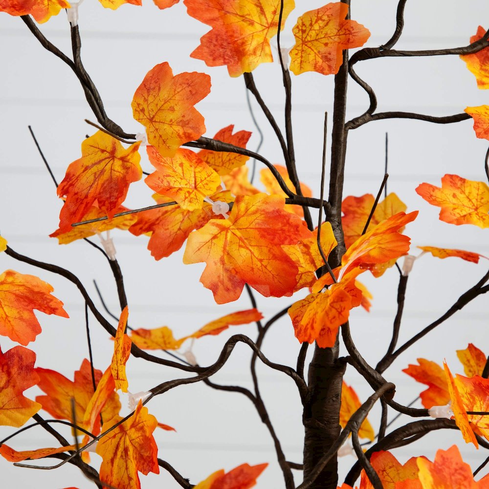 4ft. Pre-Lit Minimalist Autumn Maple Artificial Fall Tree with 56 LED Lights. Picture 8