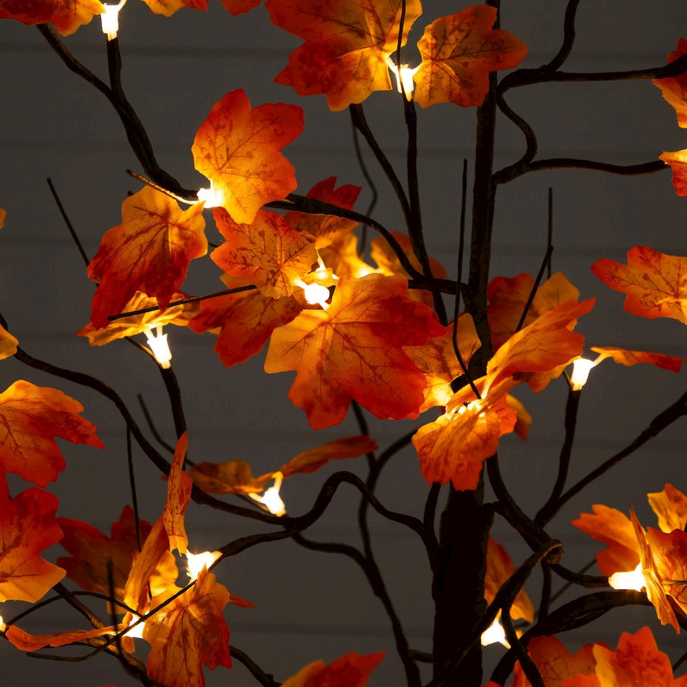 4ft. Pre-Lit Minimalist Autumn Maple Artificial Fall Tree with 56 LED Lights. Picture 5