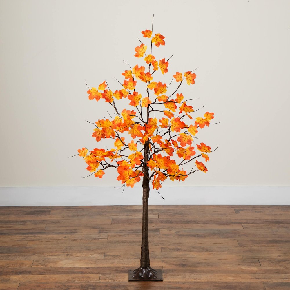 4ft. Pre-Lit Minimalist Autumn Maple Artificial Fall Tree with 56 LED Lights. Picture 2