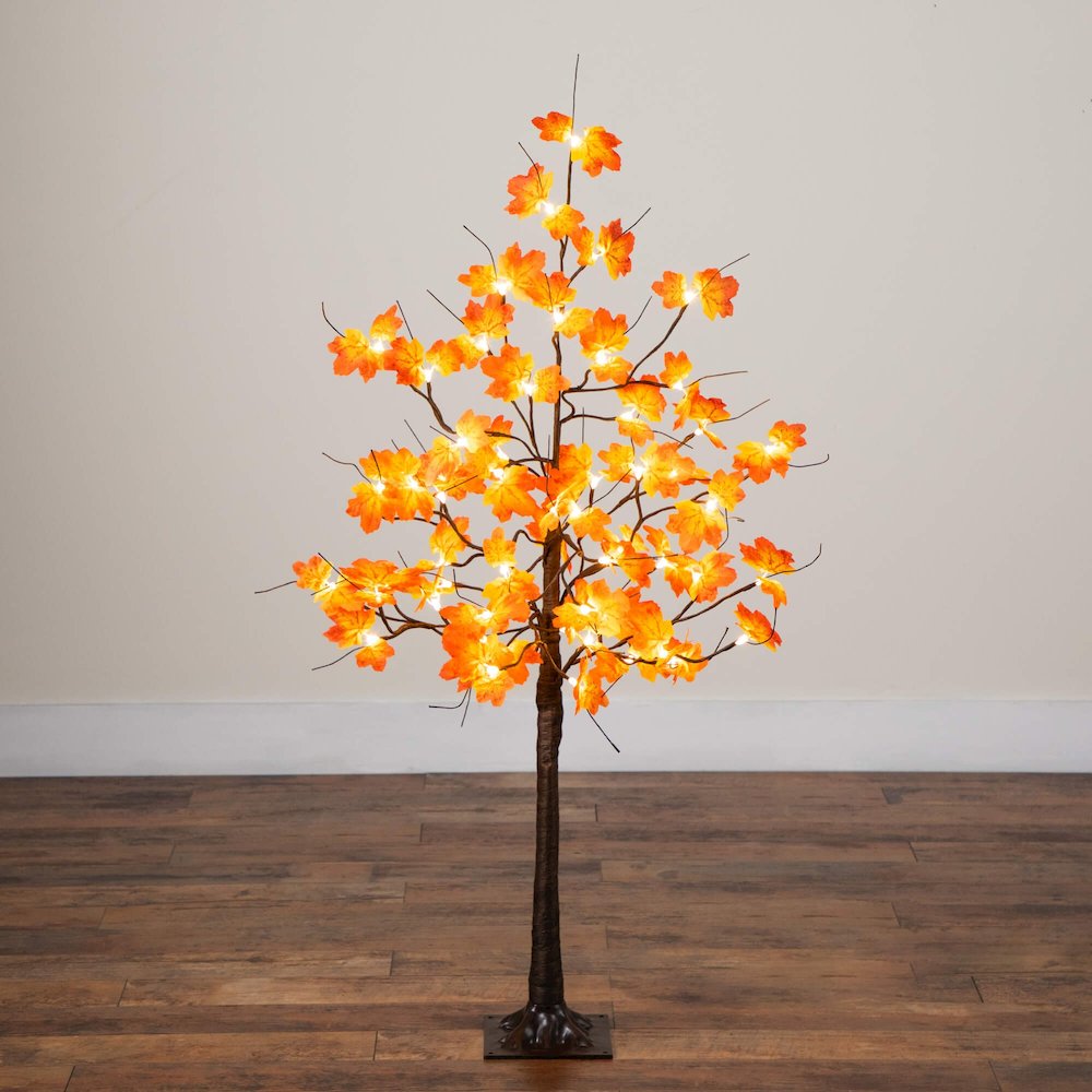 4ft. Pre-Lit Minimalist Autumn Maple Artificial Fall Tree with 56 LED Lights. Picture 6