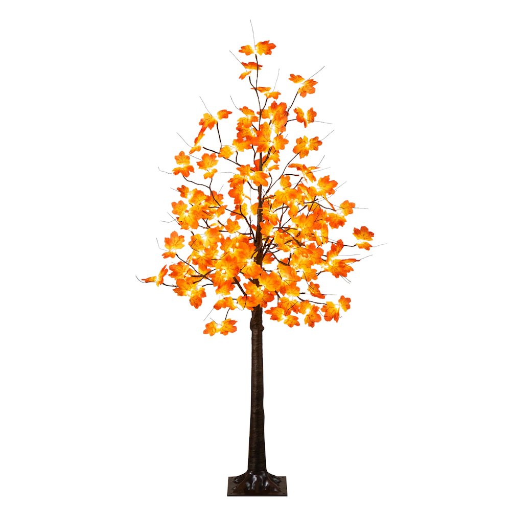 5ft. Pre-Lit Minimalist Autumn Maple Artificial Fall Tree with 96 LED Lights. Picture 1