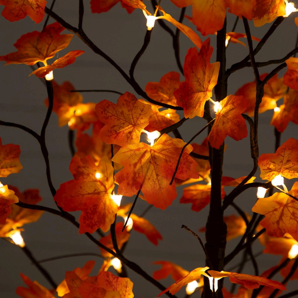 5ft. Pre-Lit Minimalist Autumn Maple Artificial Fall Tree with 96 LED Lights. Picture 4