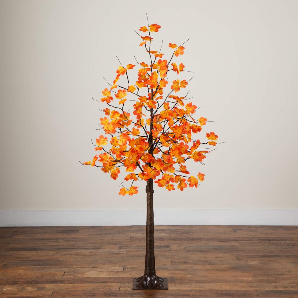 5ft. Pre-Lit Minimalist Autumn Maple Artificial Fall Tree with 96 LED Lights. Picture 8