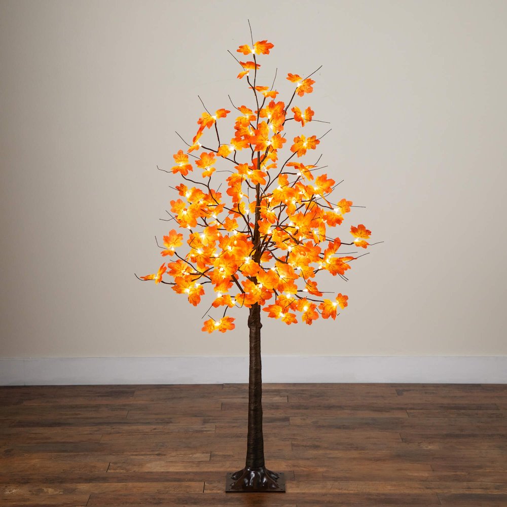 5ft. Pre-Lit Minimalist Autumn Maple Artificial Fall Tree with 96 LED Lights. Picture 2