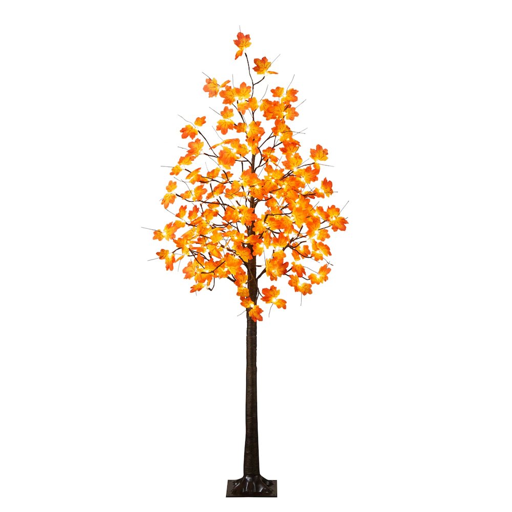 6ft. Pre-Lit Minimalist Autumn Maple Artificial Fall Tree with 120 LED Lights. Picture 1