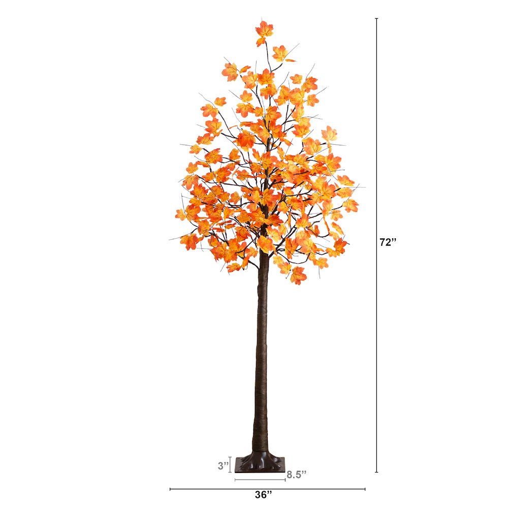 6ft. Pre-Lit Minimalist Autumn Maple Artificial Fall Tree with 120 LED Lights. Picture 5