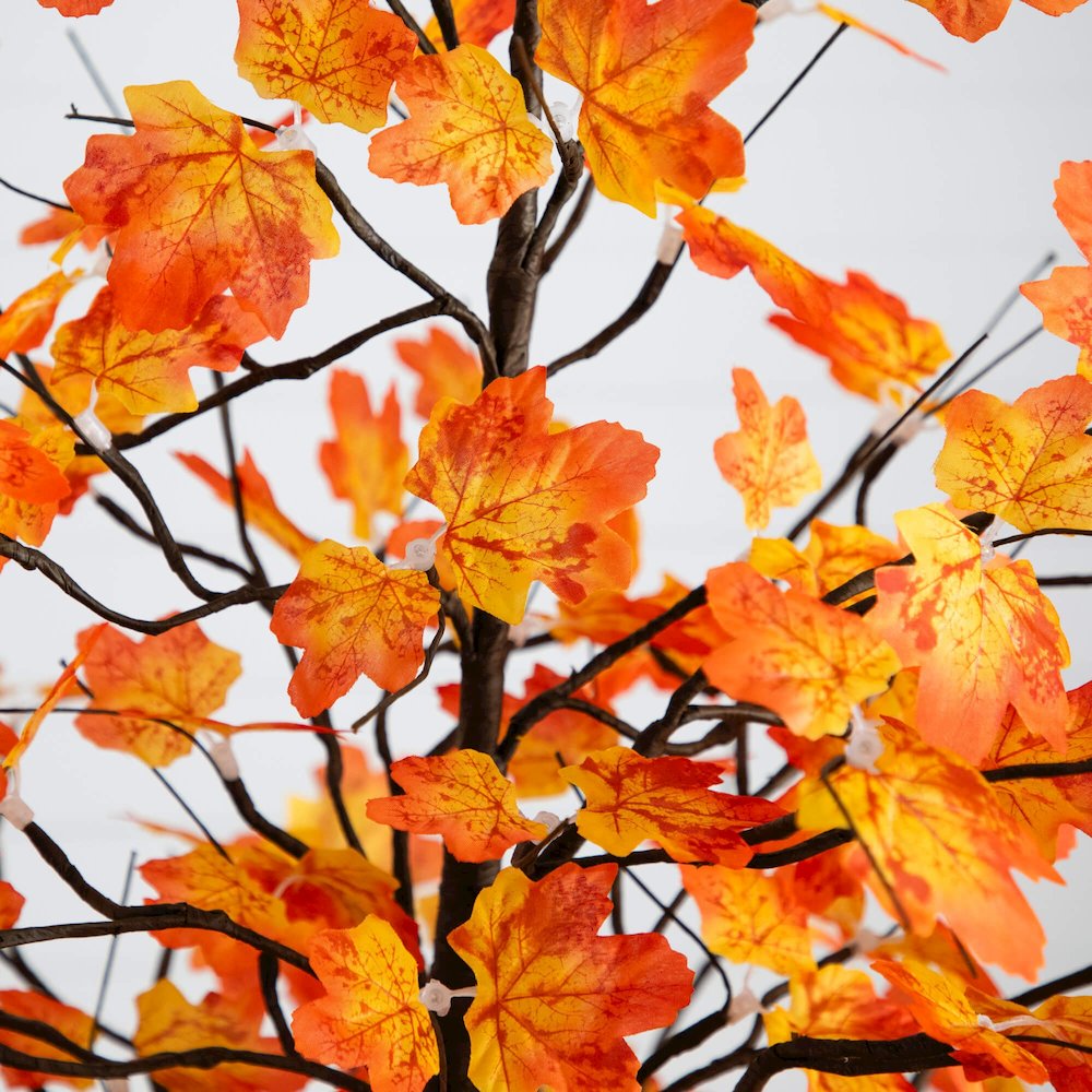 6ft. Pre-Lit Minimalist Autumn Maple Artificial Fall Tree with 120 LED Lights. Picture 3