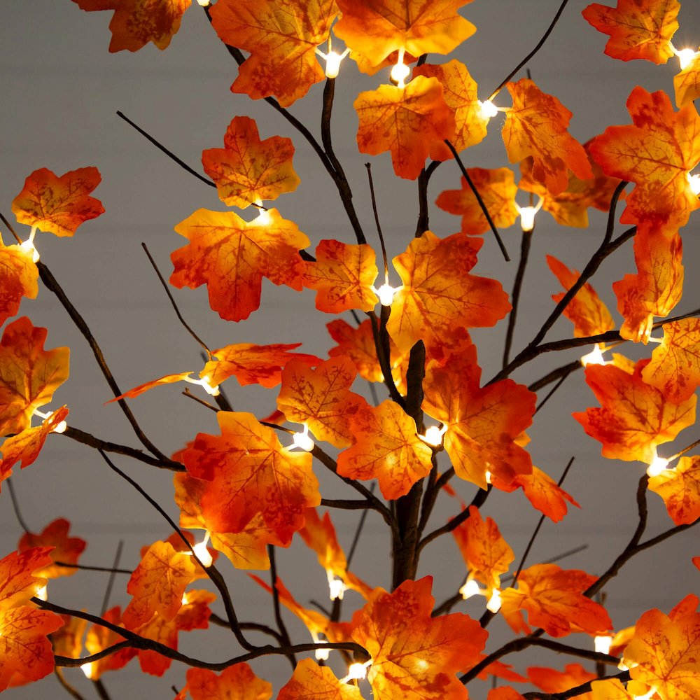 6ft. Pre-Lit Minimalist Autumn Maple Artificial Fall Tree with 120 LED Lights. Picture 4