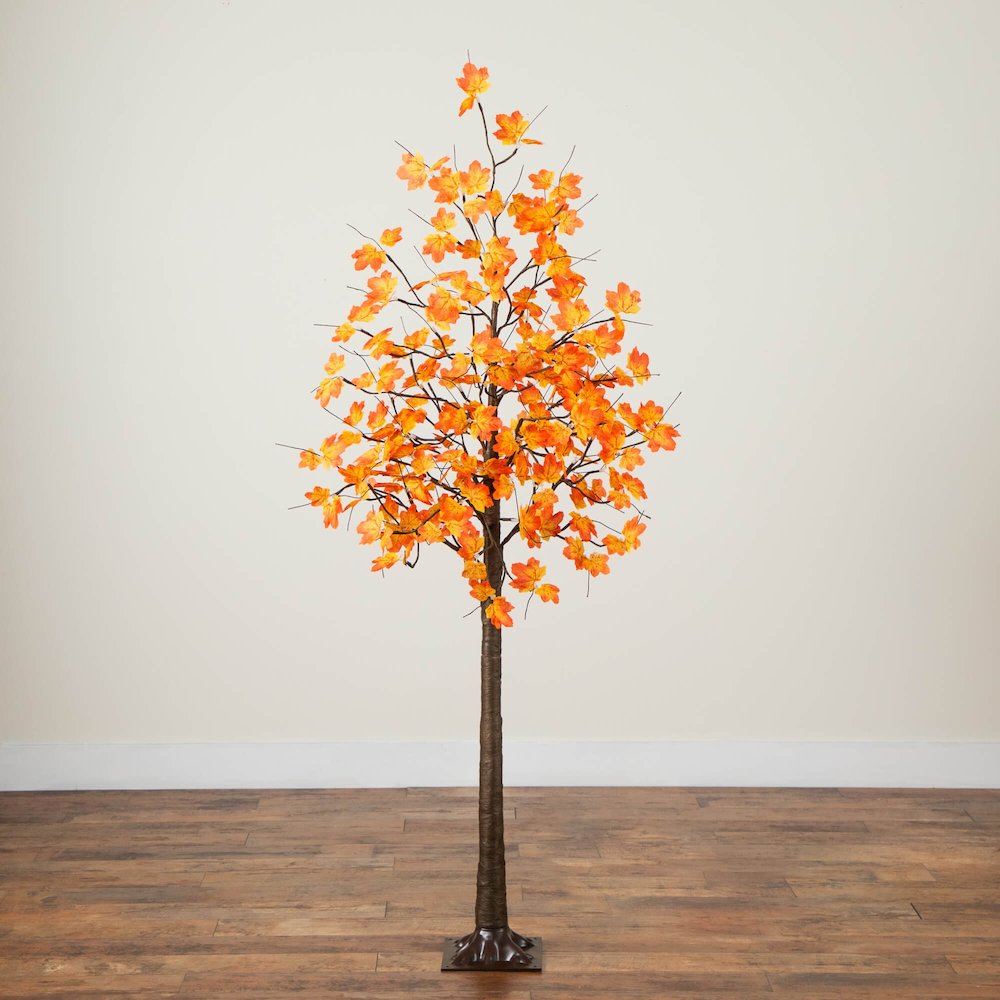 6ft. Pre-Lit Minimalist Autumn Maple Artificial Fall Tree with 120 LED Lights. Picture 2