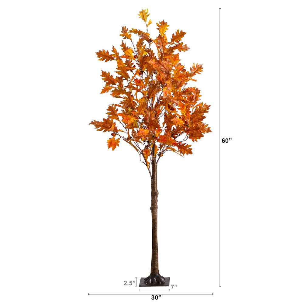 5ft. Pre-Lit Burnt Orange Autumn Maple Artificial Fall Tree with 240 LED Lights. Picture 4