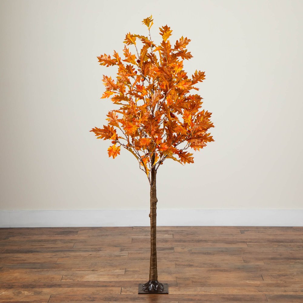 5ft. Pre-Lit Burnt Orange Autumn Maple Artificial Fall Tree with 240 LED Lights. Picture 6