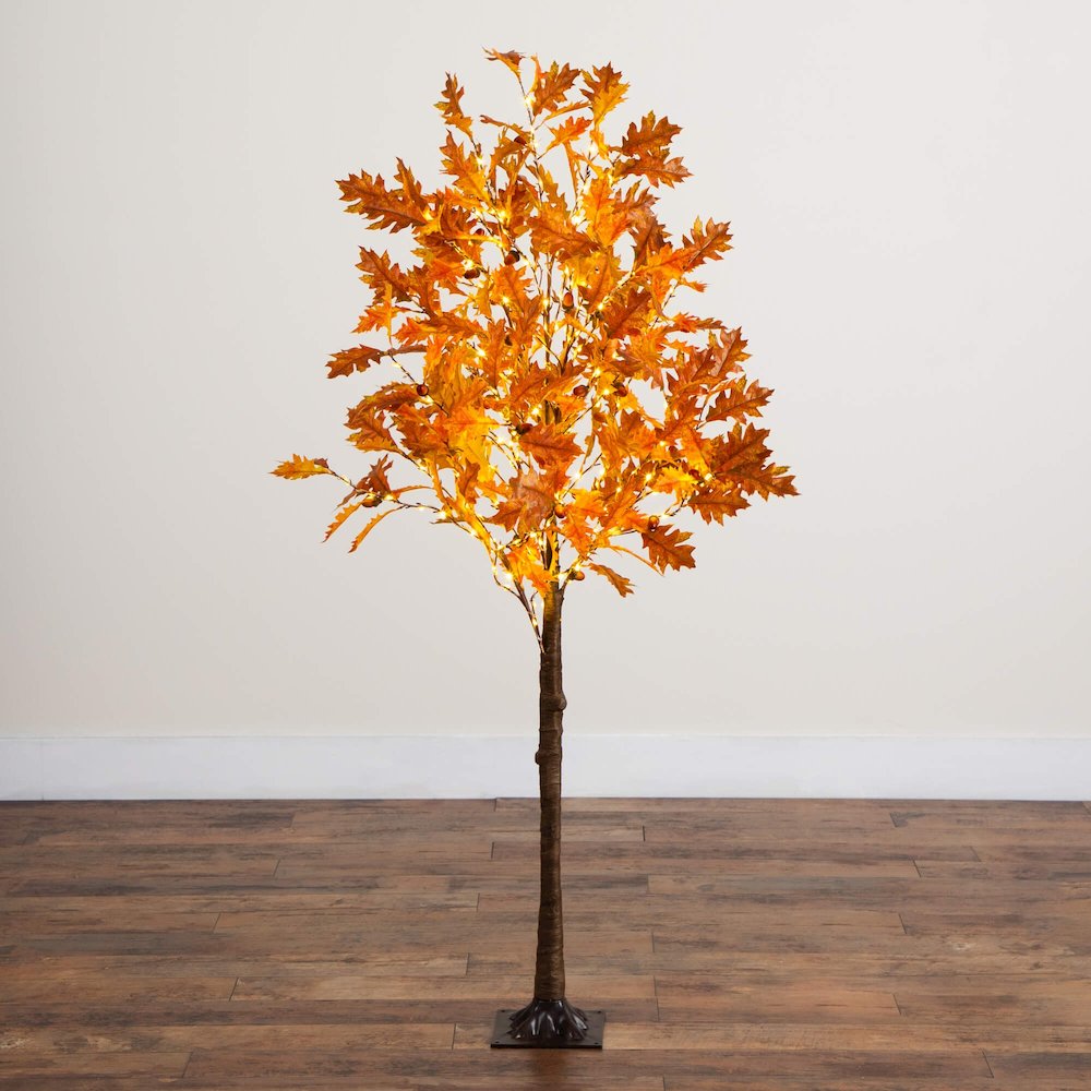 5ft. Pre-Lit Burnt Orange Autumn Maple Artificial Fall Tree with 240 LED Lights. Picture 2