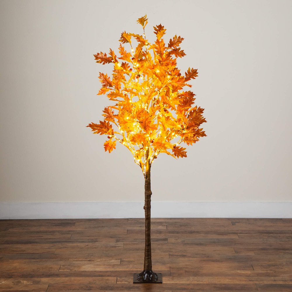 5ft. Pre-Lit Burnt Orange Autumn Maple Artificial Fall Tree with 240 LED Lights. Picture 3