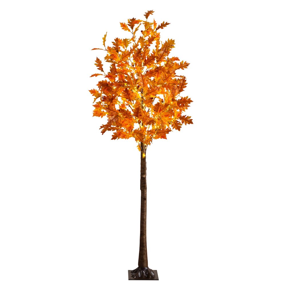 6ft. Pre-Lit Burnt Orange Autumn Maple Artificial Fall Tree with 300 LED Lights. Picture 1