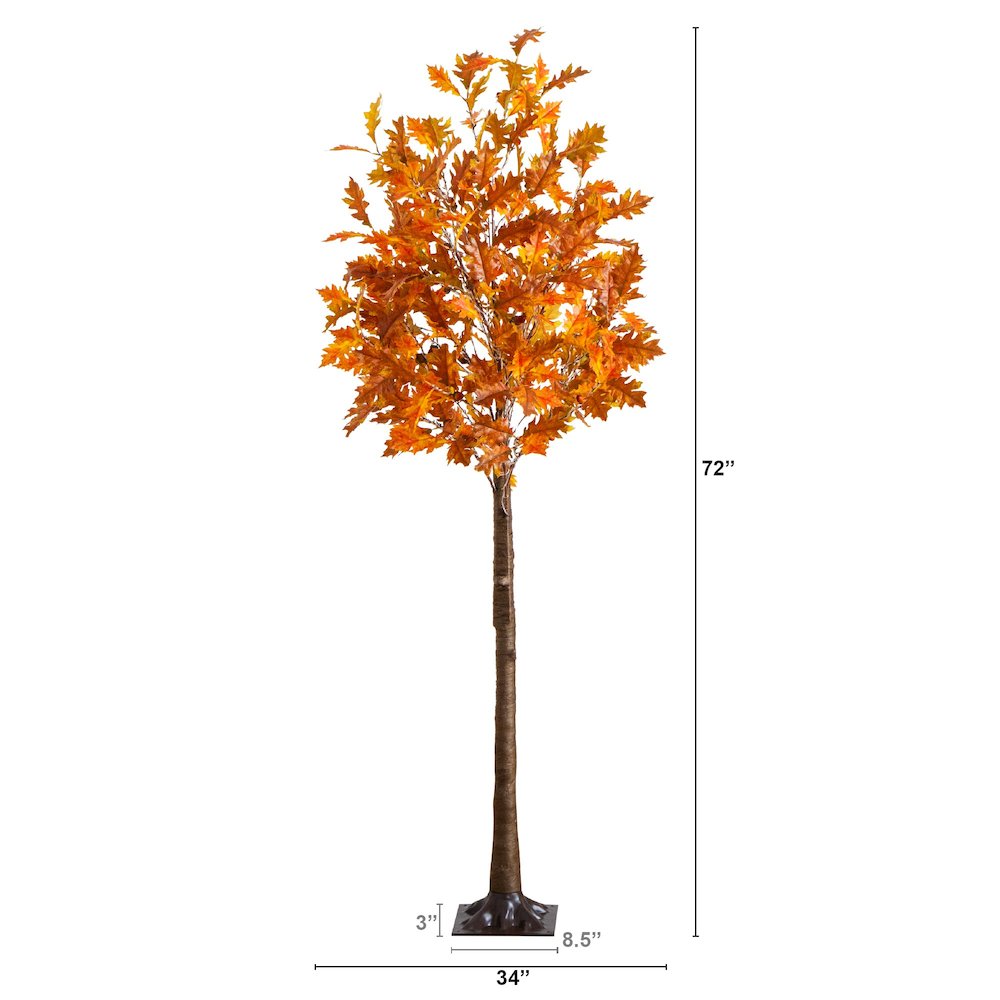 6ft. Pre-Lit Burnt Orange Autumn Maple Artificial Fall Tree with 300 LED Lights. Picture 5