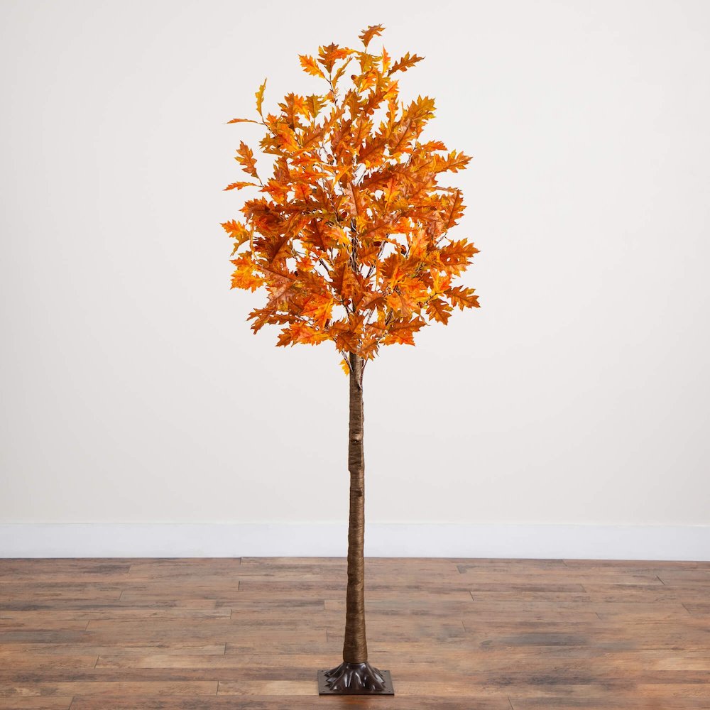 6ft. Pre-Lit Burnt Orange Autumn Maple Artificial Fall Tree with 300 LED Lights. Picture 2