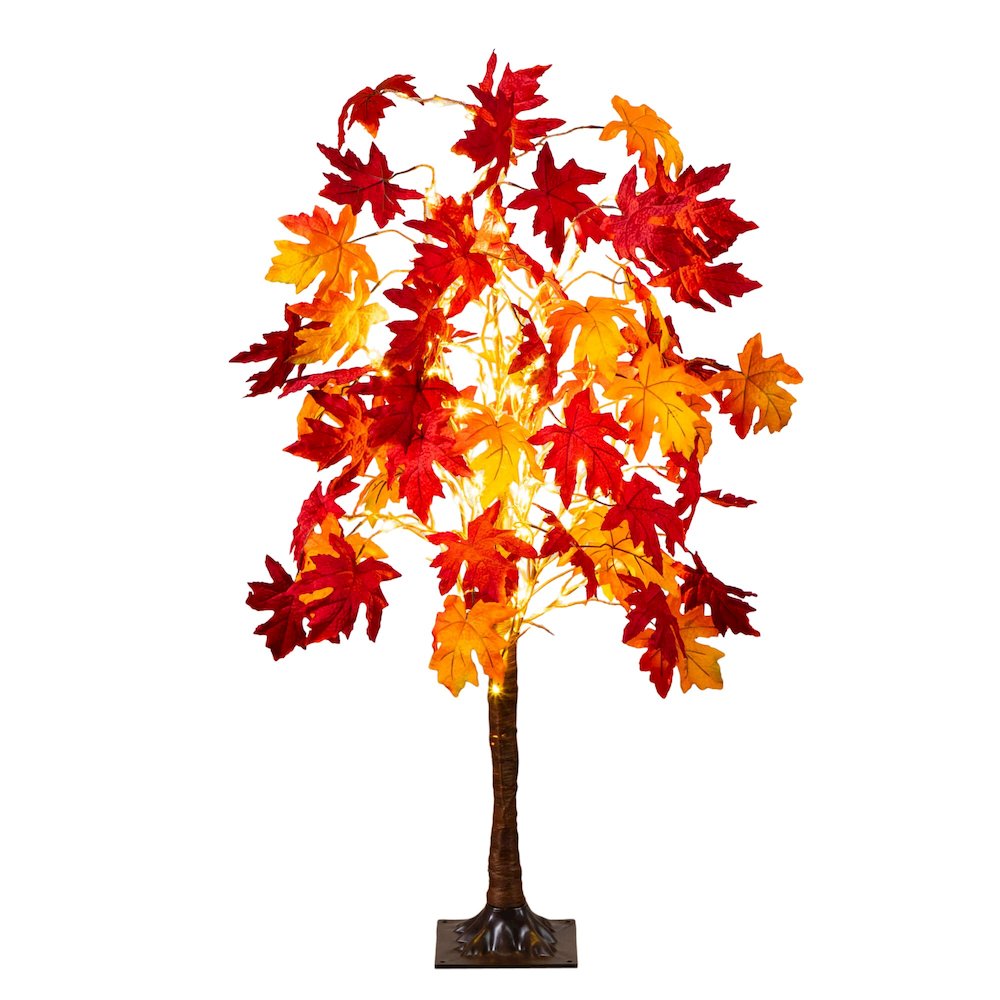 4ft. Pre-Lit Autumn Weeping Maple Artificial Fall Tree with 180 LED Lights. Picture 1