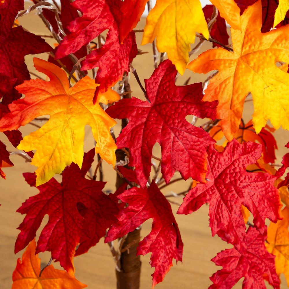 4ft. Pre-Lit Autumn Weeping Maple Artificial Fall Tree with 180 LED Lights. Picture 7