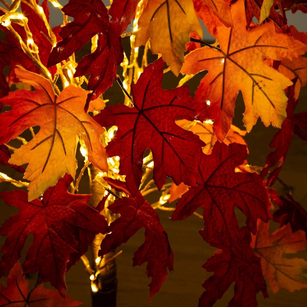 4ft. Pre-Lit Autumn Weeping Maple Artificial Fall Tree with 180 LED Lights. Picture 10