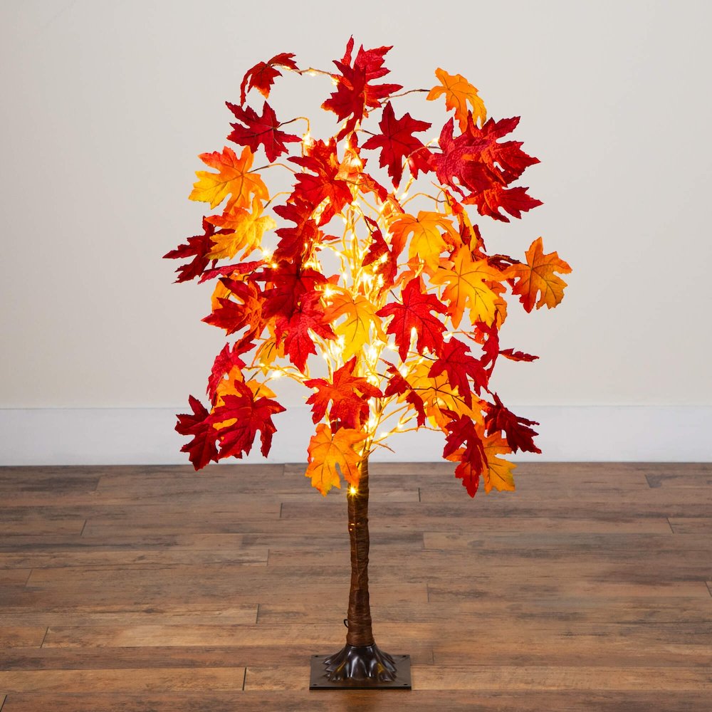 4ft. Pre-Lit Autumn Weeping Maple Artificial Fall Tree with 180 LED Lights. Picture 2