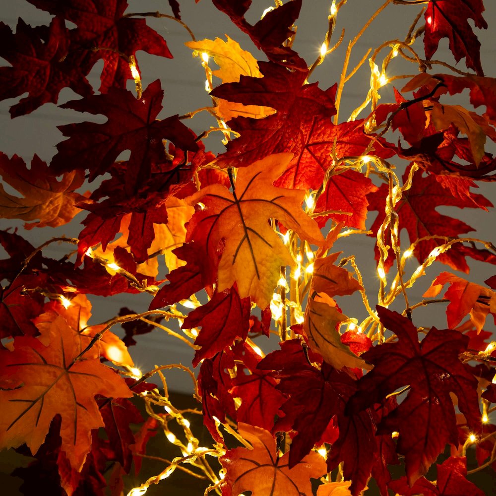 5ft. Pre-Lit Autumn Weeping Maple Artificial Fall Tree with 240 LED Lights. Picture 5