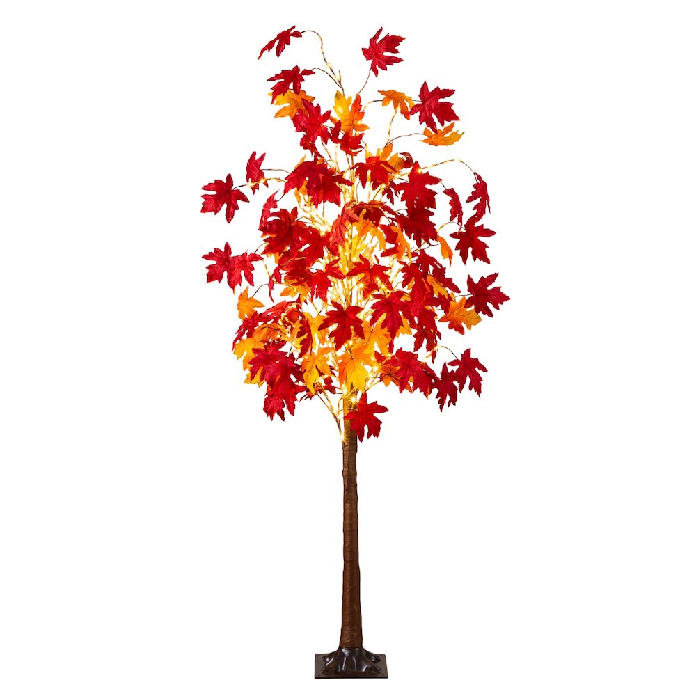 6ft. Pre-Lit Autumn Weeping Maple Artificial Fall Tree with 300 LED Lights. Picture 1