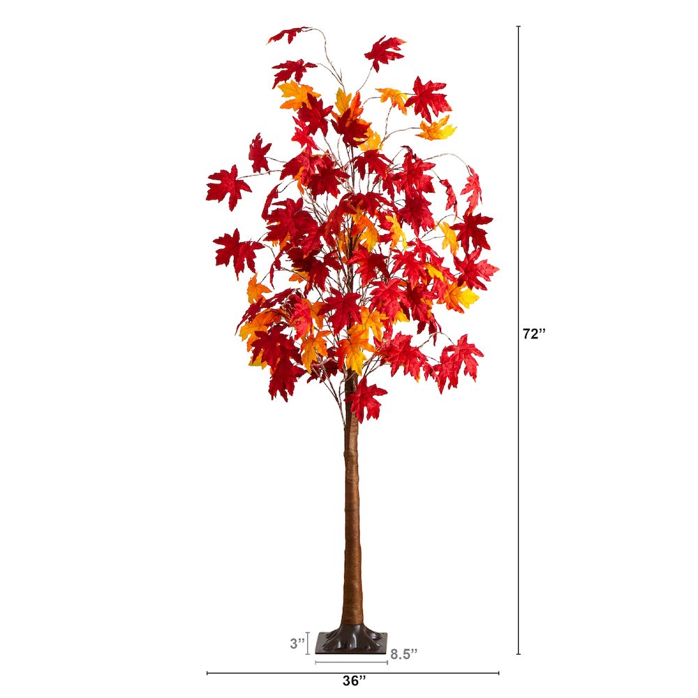 6ft. Pre-Lit Autumn Weeping Maple Artificial Fall Tree with 300 LED Lights. Picture 5
