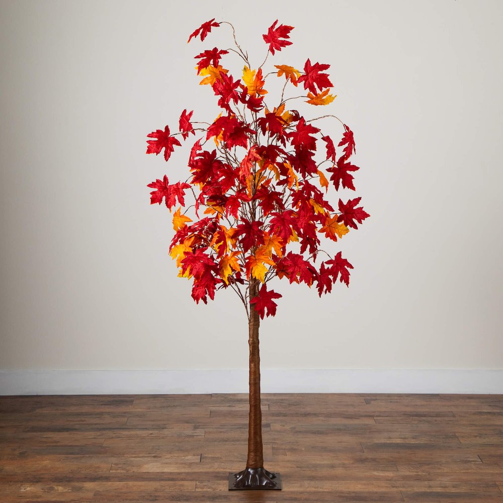 6ft. Pre-Lit Autumn Weeping Maple Artificial Fall Tree with 300 LED Lights. Picture 7