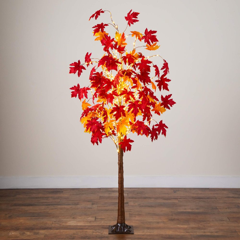 6ft. Pre-Lit Autumn Weeping Maple Artificial Fall Tree with 300 LED Lights. Picture 2