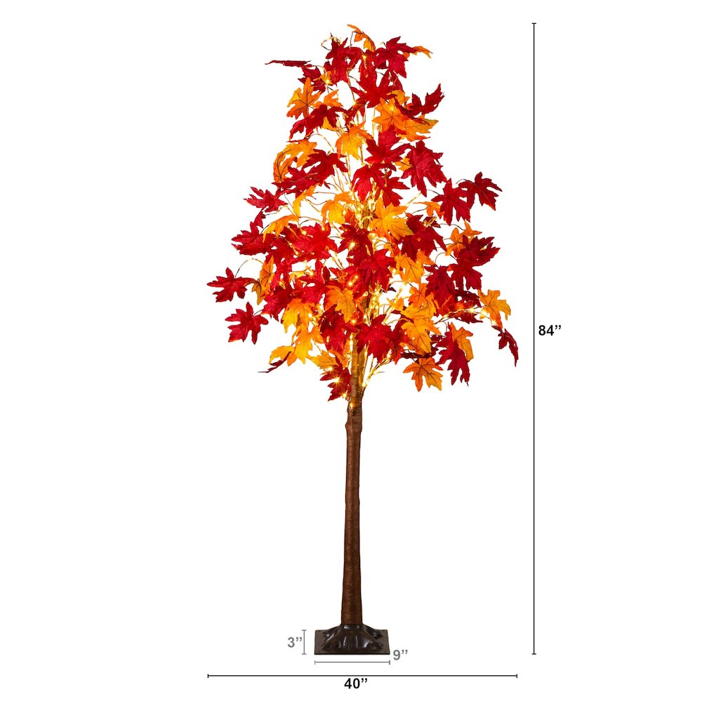 7ft. Pre-Lit Autumn Weeping Maple Artificial Fall Tree with 450 LED Lights. Picture 5