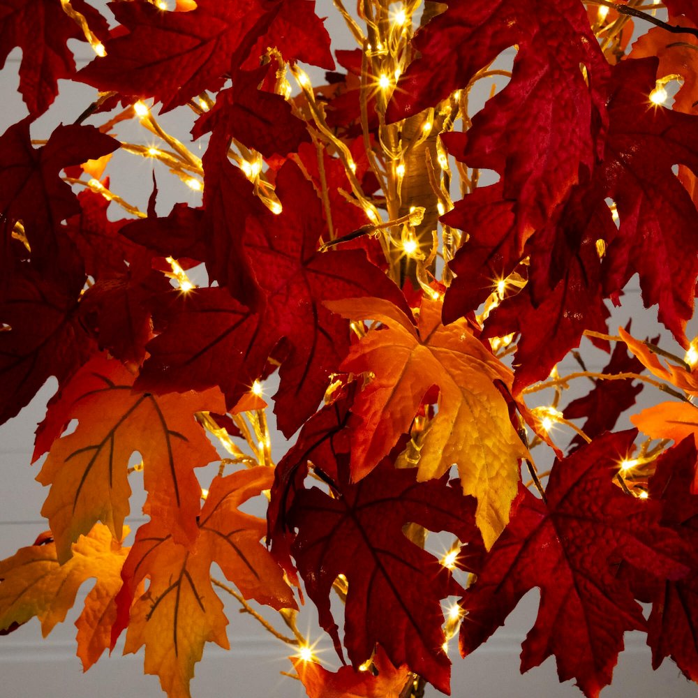 7ft. Pre-Lit Autumn Weeping Maple Artificial Fall Tree with 450 LED Lights. Picture 4