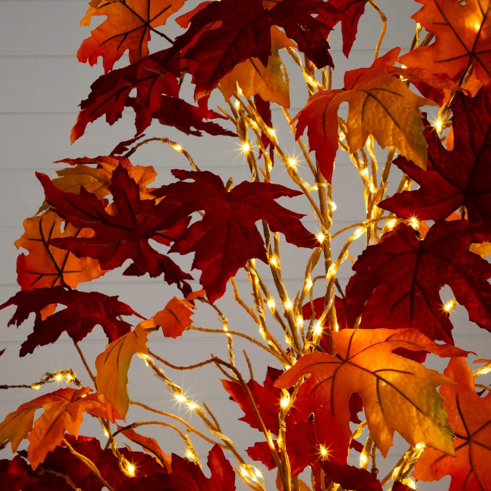 7ft. Pre-Lit Autumn Weeping Maple Artificial Fall Tree with 450 LED Lights. Picture 8