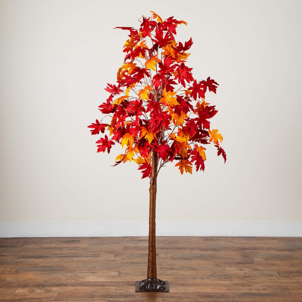 7ft. Pre-Lit Autumn Weeping Maple Artificial Fall Tree with 450 LED Lights. Picture 10