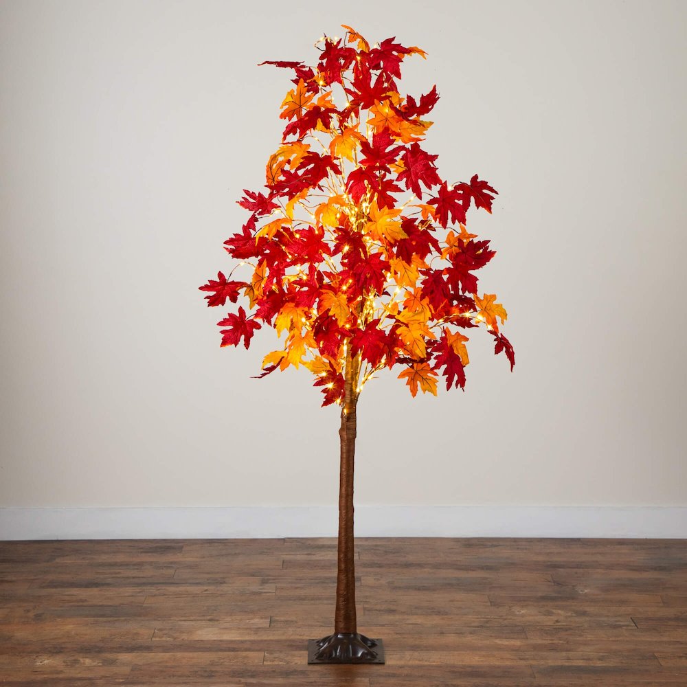 7ft. Pre-Lit Autumn Weeping Maple Artificial Fall Tree with 450 LED Lights. Picture 7