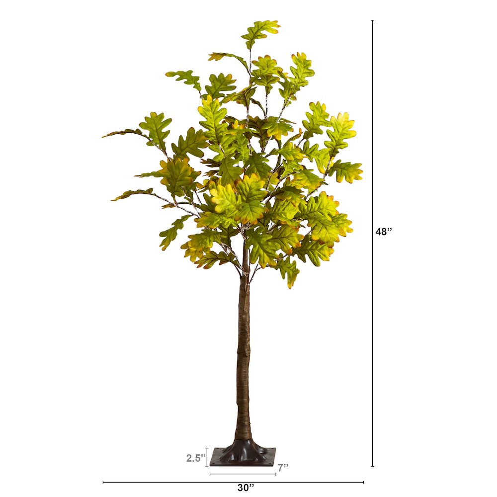 4ft. Pre-Lit Green Autumn Oak Artificial Fall Tree with 150 LED Lights. Picture 5