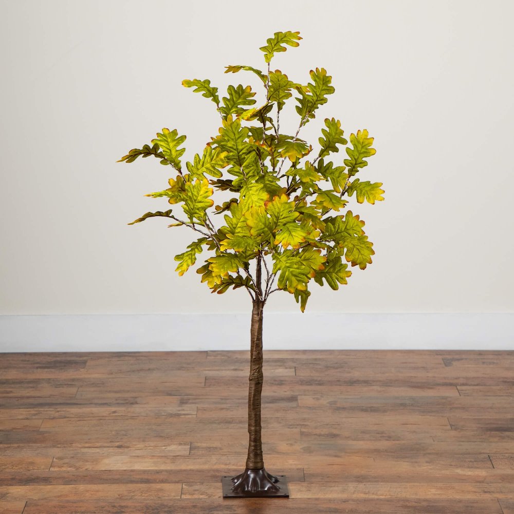 4ft. Pre-Lit Green Autumn Oak Artificial Fall Tree with 150 LED Lights. Picture 2