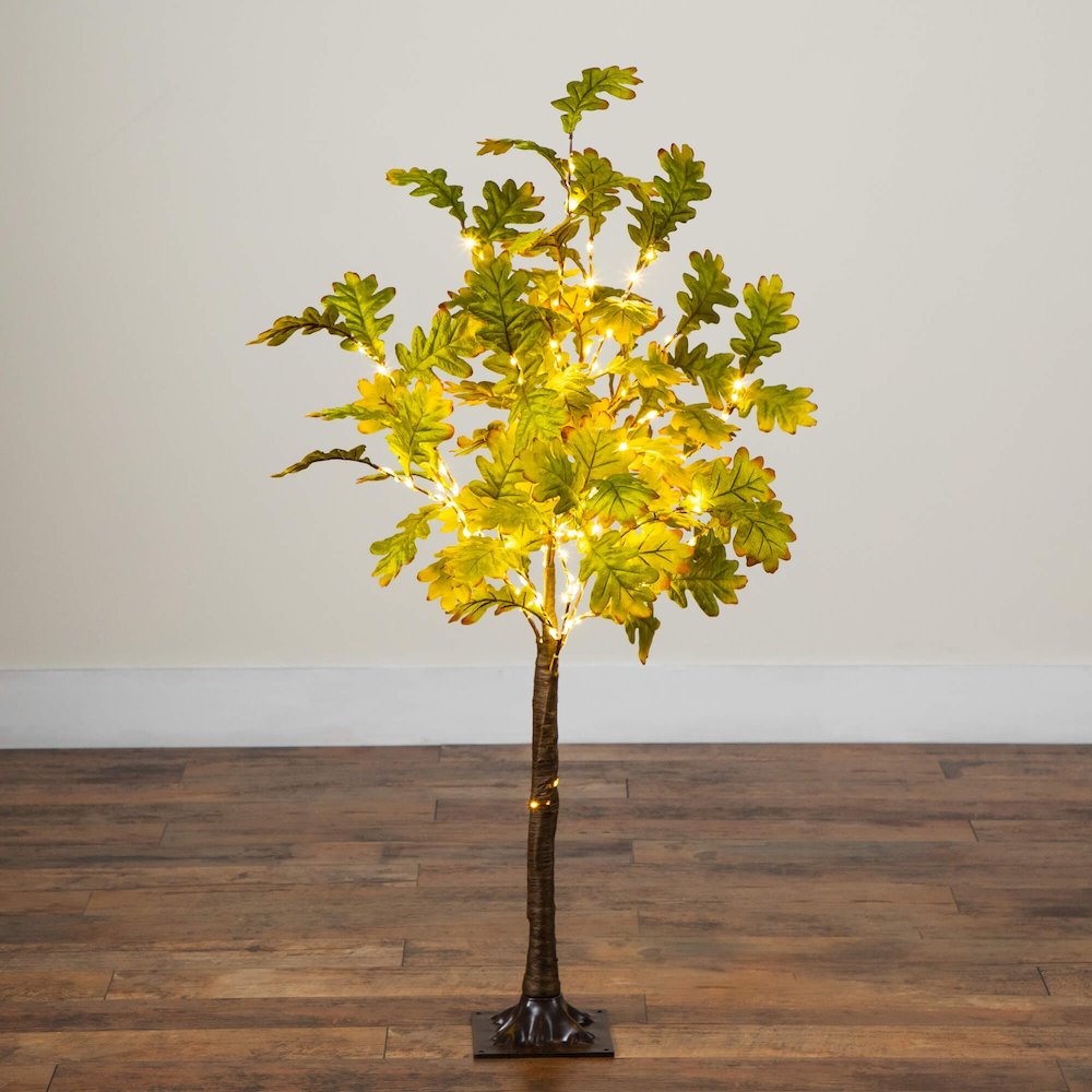 4ft. Pre-Lit Green Autumn Oak Artificial Fall Tree with 150 LED Lights. Picture 3