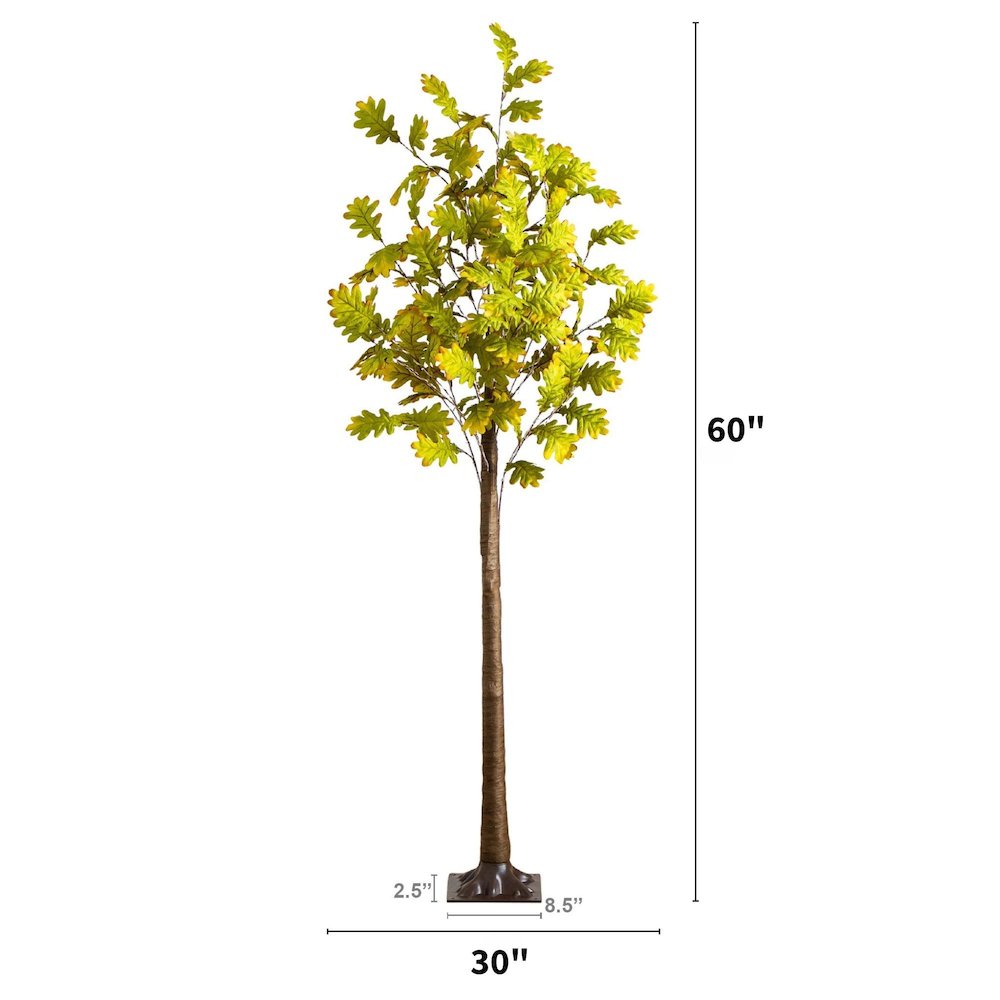 5ft. Pre-Lit Green Autumn Oak Artificial Fall Tree with 200 LED Lights. Picture 6