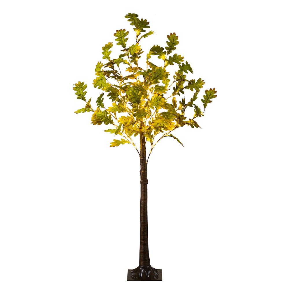 6ft. Pre-Lit Green Autumn Oak Artificial Fall Tree with 250 LED Lights. Picture 1