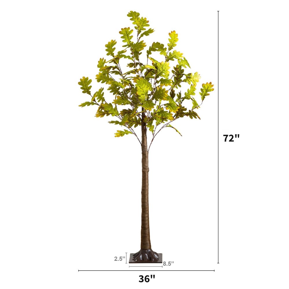 6ft. Pre-Lit Green Autumn Oak Artificial Fall Tree with 250 LED Lights. Picture 3