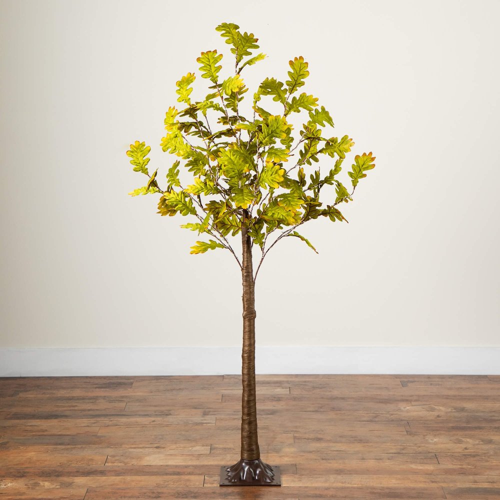 6ft. Pre-Lit Green Autumn Oak Artificial Fall Tree with 250 LED Lights. Picture 5