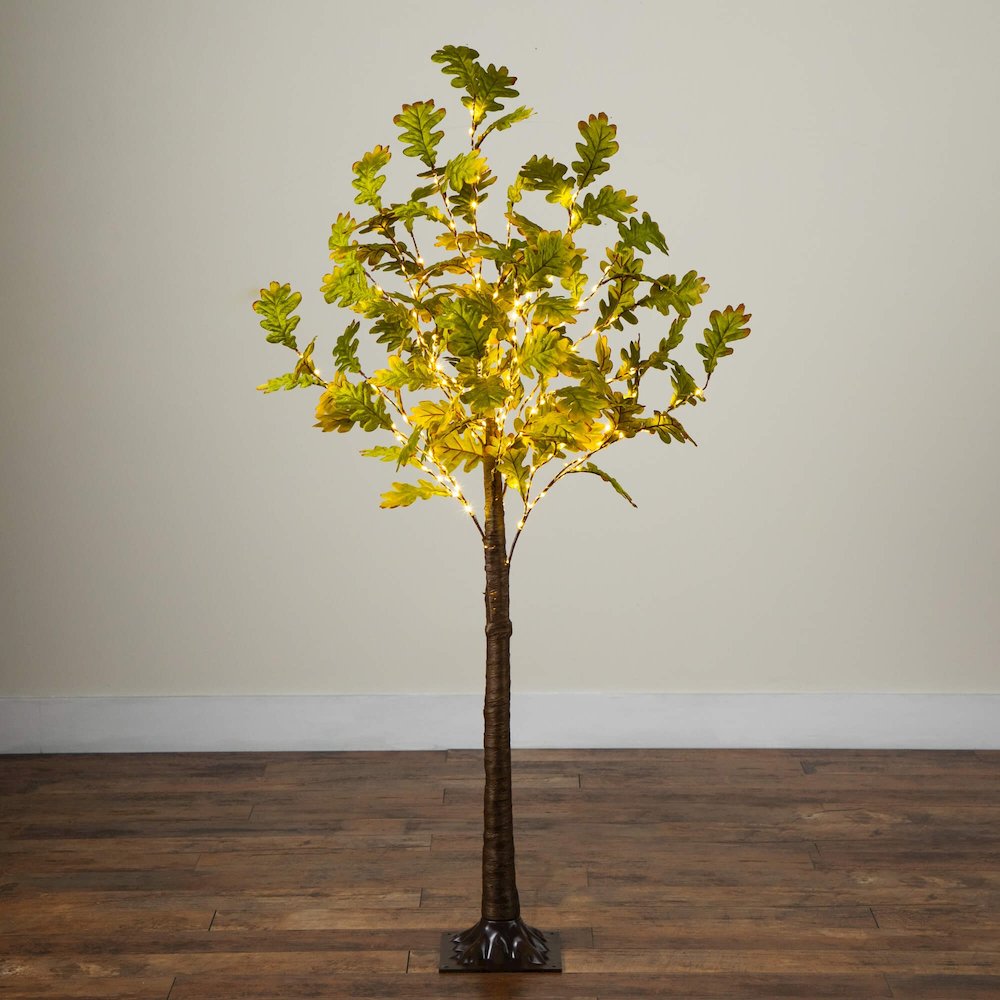 6ft. Pre-Lit Green Autumn Oak Artificial Fall Tree with 250 LED Lights. Picture 2