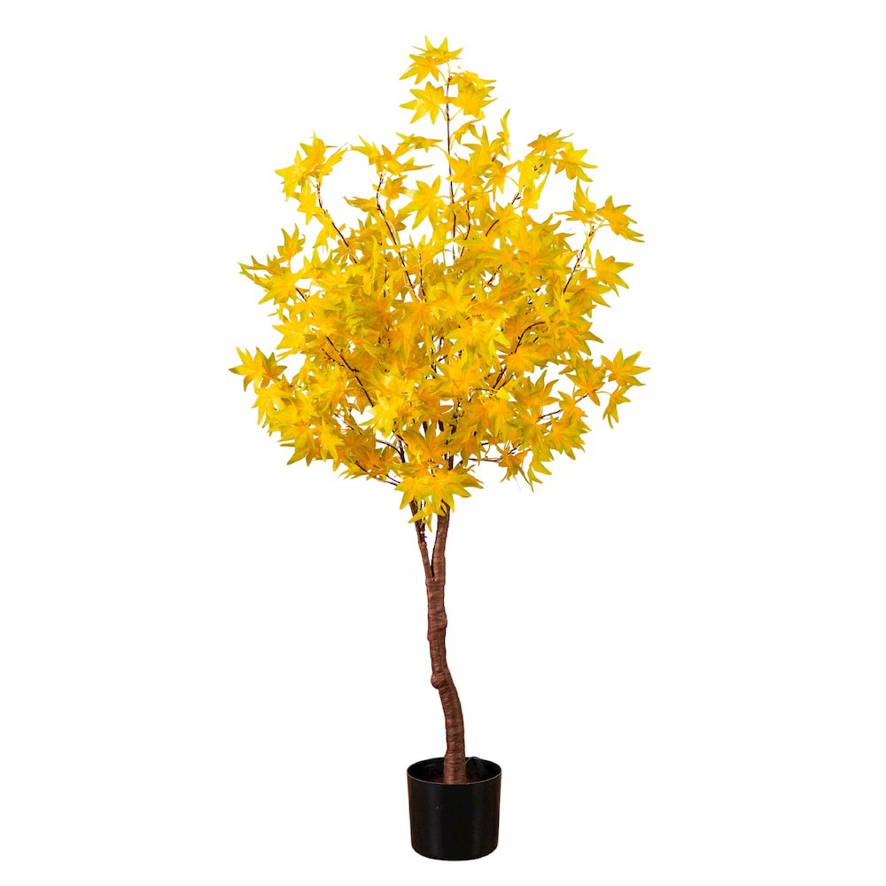 4ft. Pre-Lit Yellow Autumn Maple Artificial Fall Tree with 150 LED Lights. Picture 1