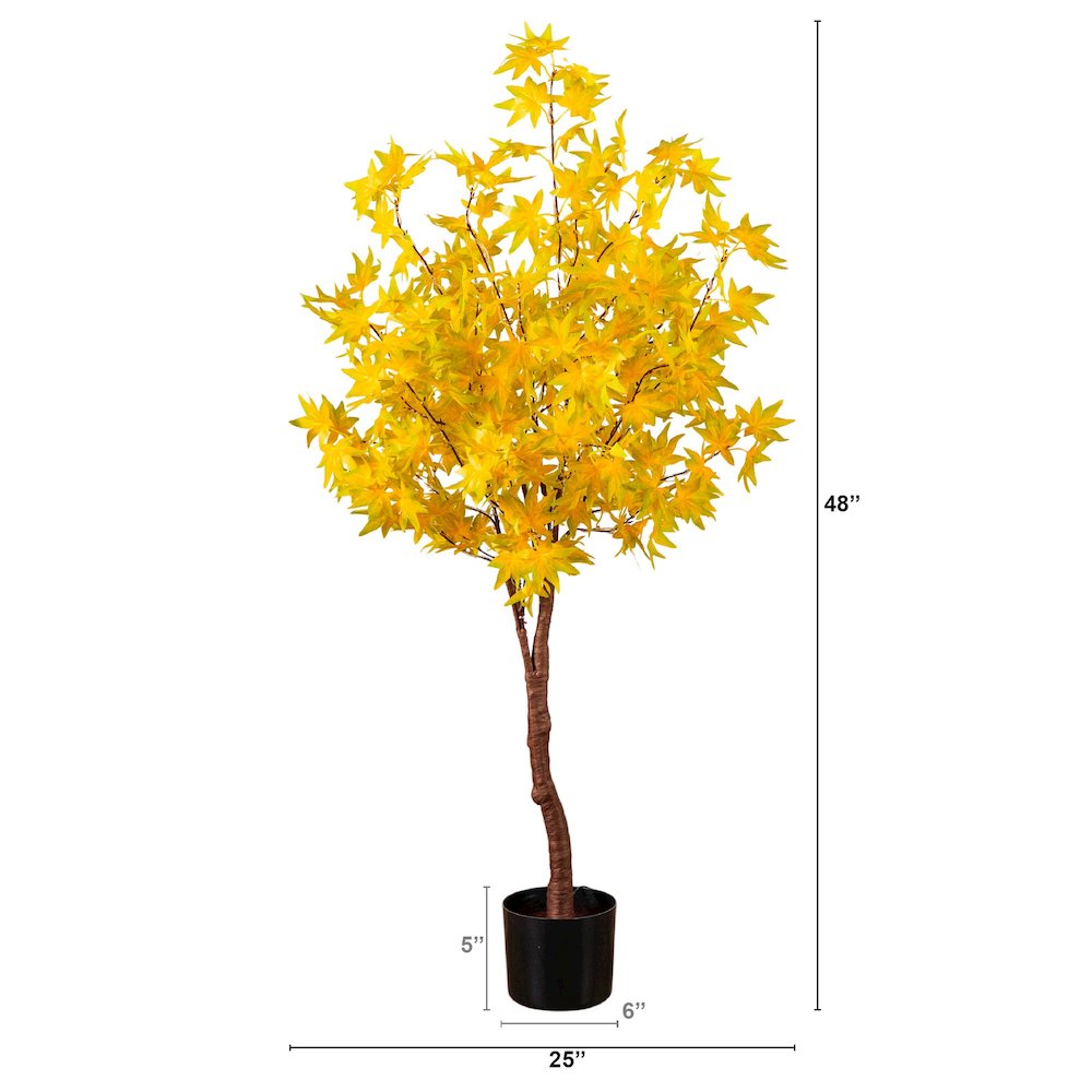 4ft. Pre-Lit Yellow Autumn Maple Artificial Fall Tree with 150 LED Lights. Picture 6