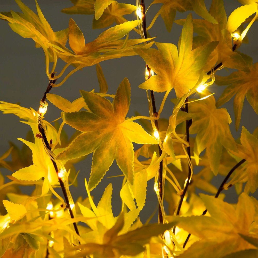 4ft. Pre-Lit Yellow Autumn Maple Artificial Fall Tree with 150 LED Lights. Picture 8