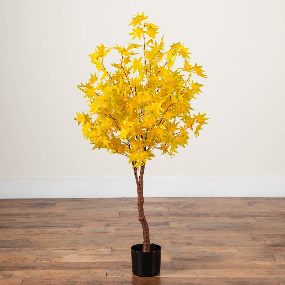 4ft. Pre-Lit Yellow Autumn Maple Artificial Fall Tree with 150 LED Lights. Picture 2