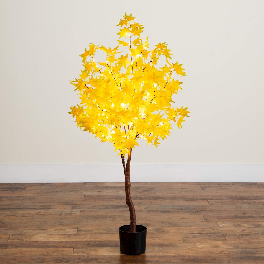 4ft. Pre-Lit Yellow Autumn Maple Artificial Fall Tree with 150 LED Lights. Picture 4