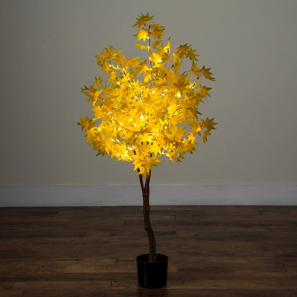 4ft. Pre-Lit Yellow Autumn Maple Artificial Fall Tree with 150 LED Lights. Picture 3